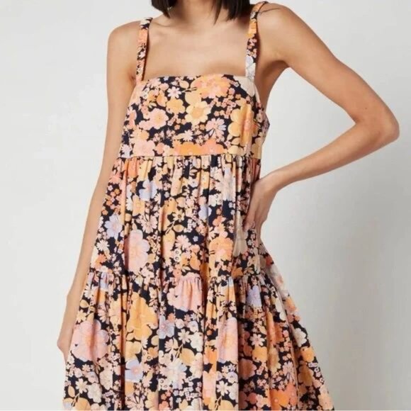 Free People Park Slope Maxi Dress Dark Combo With Pockets Size Large - Picture 6 of 16